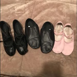 Ballet, tap, and jazz shoes. Hardly worn.